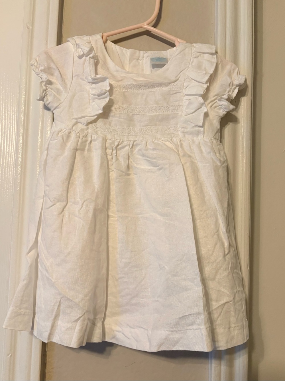 Edgehill Collection White Ruffle Short Sleeve Dress